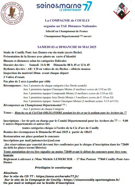 Champion Départemental de tirs extérieurs TAEN