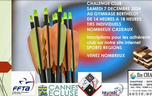 Inscriptions challenge interne salle archers de Cannes Ecluse